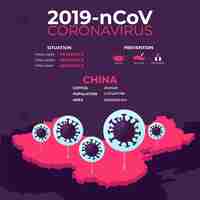 Vector gratuito mapa de país de coronavirus infografía