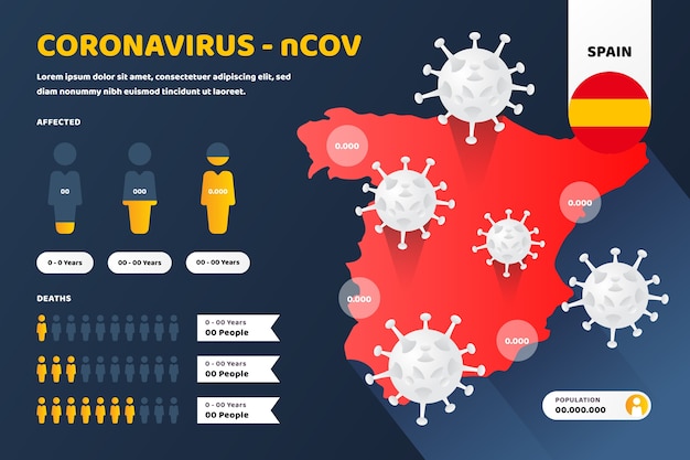 Mapa de país de coronavirus infografía