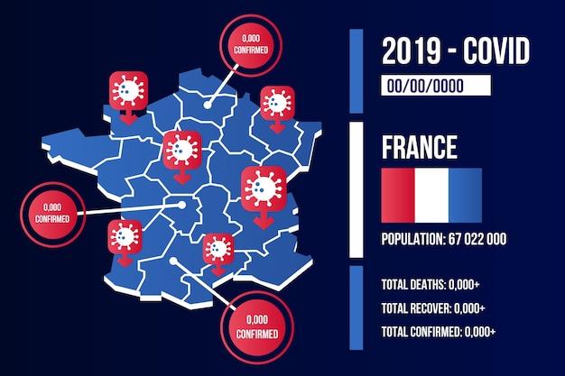 Vector gratuito mapa de país de coronavirus infografía