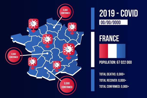 Mapa de país de Coronavirus infografía