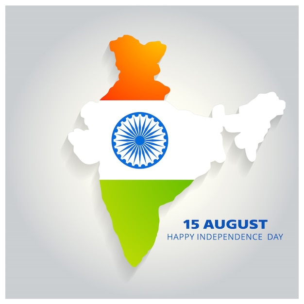 Vector gratuito mapa de país india con diseño para el día de la independencia