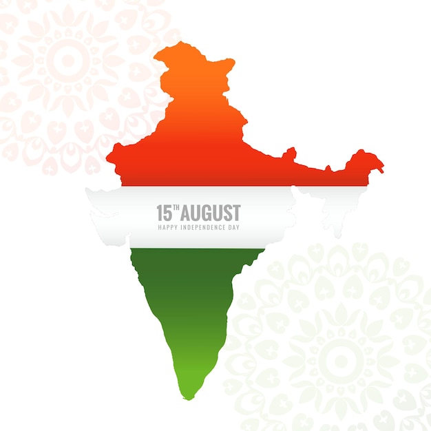 Mapa del país indio con fondo de tarjeta del día de la independencia