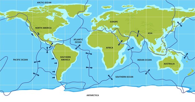 Mapa de placas tectónicas y límites