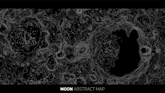 Mapa de relieve de la luna abstracta del vector. mapa conceptual de elevación lunar generado