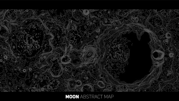 Mapa de relieve de la luna abstracta del vector. Mapa conceptual de elevación lunar generado