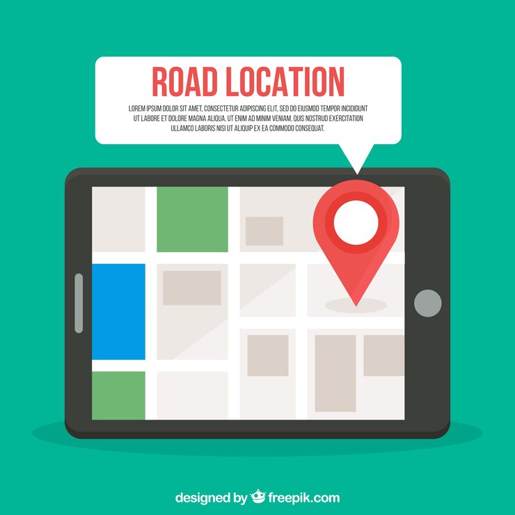 Vector gratuito mapa de ruta con punteros en estilo plano