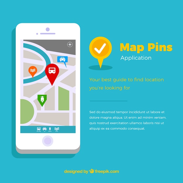 Mapa Smartphone con alfileres