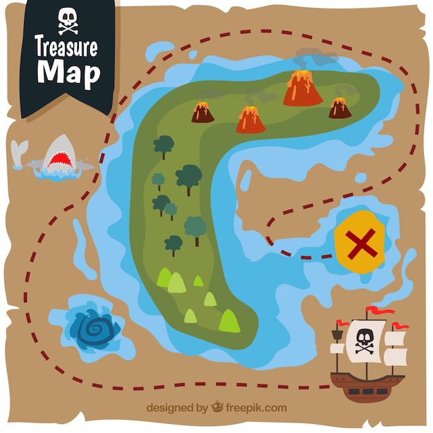 Mapa del tesoro pirata de colores