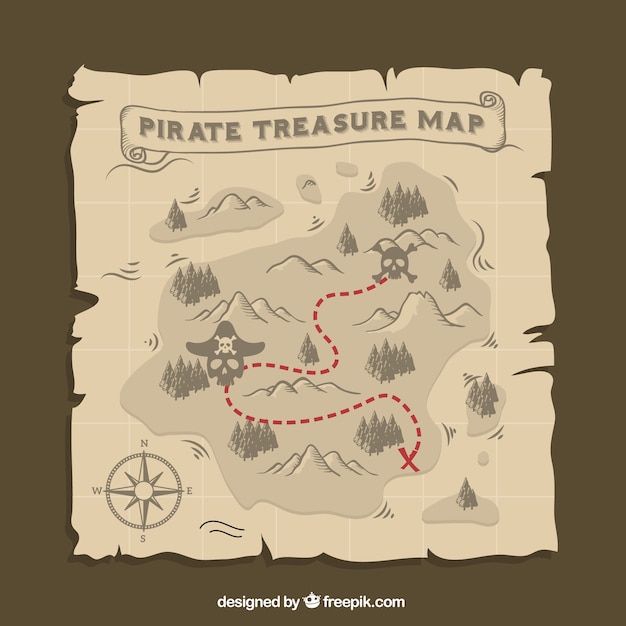 Vector gratuito mapa de tesoro pirata