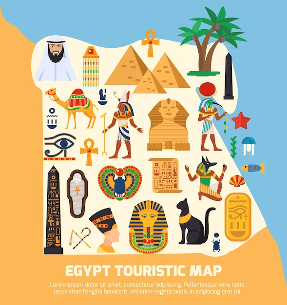 Vector gratuito mapa turístico de egipto