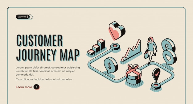 Vector gratuito mapa de viaje del cliente banner