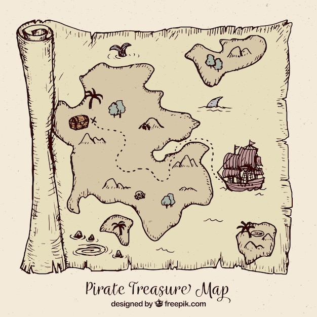 Mapa vintage con tesoro pirata