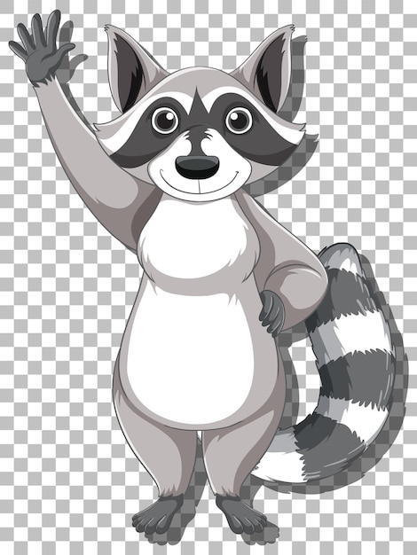 Mapache levantando el personaje de dibujos animados de la mano