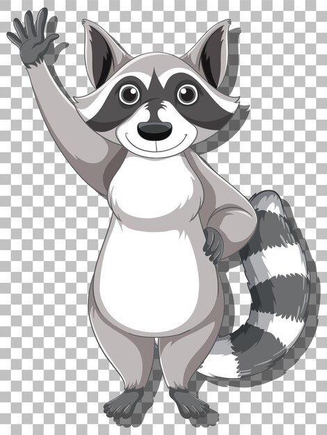 Mapache levantando el personaje de dibujos animados de la mano