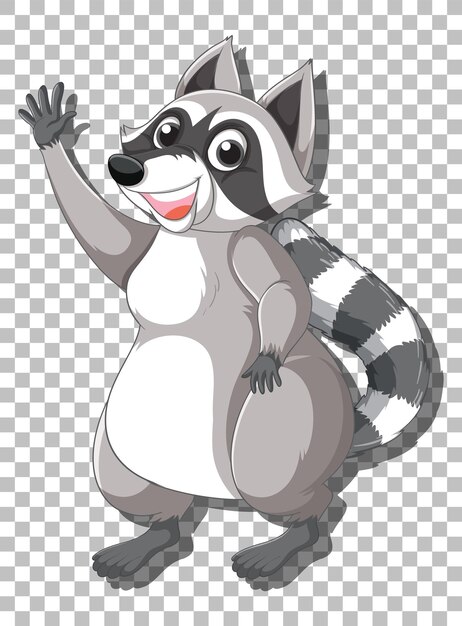 Mapache levantando el personaje de dibujos animados de la mano