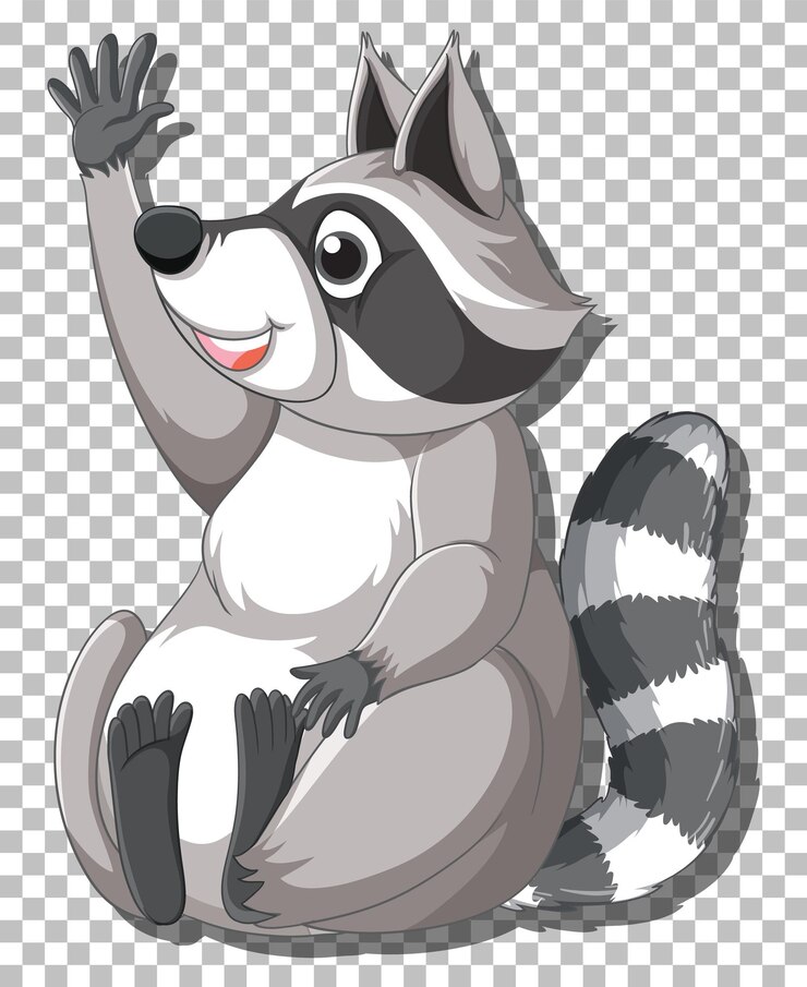 Vector gratuito mapache levantando el personaje de dibujos animados de la mano