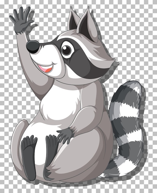 Mapache levantando el personaje de dibujos animados de la mano