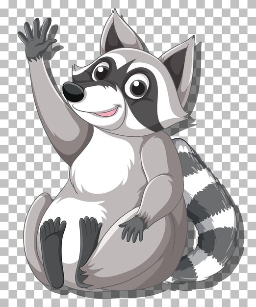 Mapache levantando el personaje de dibujos animados de la mano