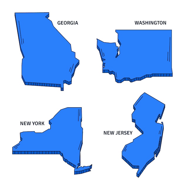 Mapas de contorno de estados unidos dibujados a mano
