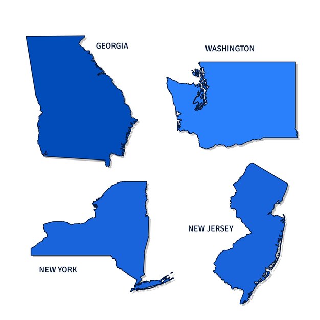 Mapas de contorno de estados unidos dibujados a mano