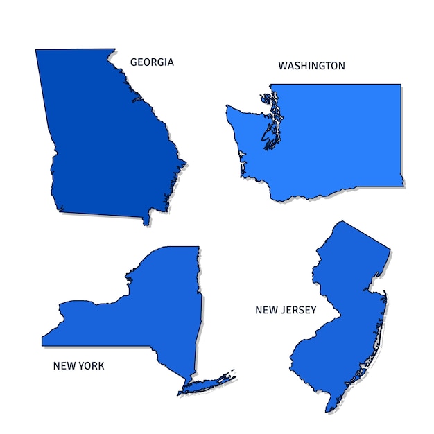 Mapas de contorno de estados unidos dibujados a mano