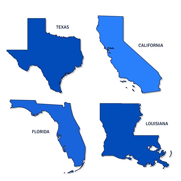 Mapas de contorno de estados unidos dibujados a mano
