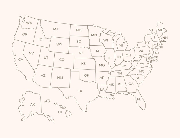 Mapas de contorno de estados unidos de diseño plano