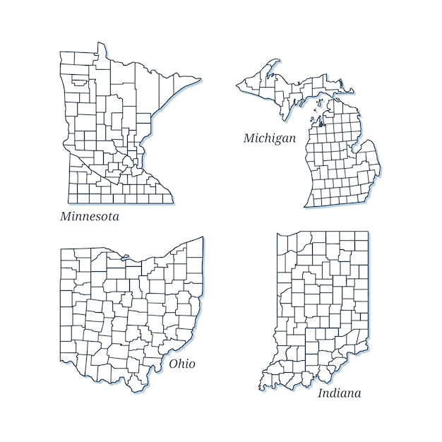 Vector gratuito mapas de contorno de estados unidos de diseño plano