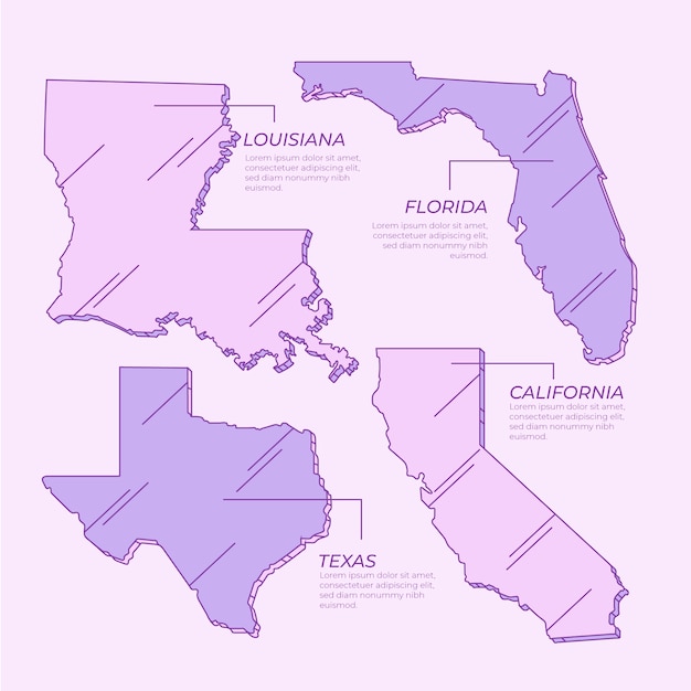 Vector gratuito mapas de contorno de estados unidos