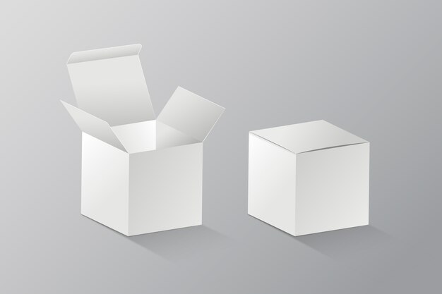 Maqueta de caja de cubo realista