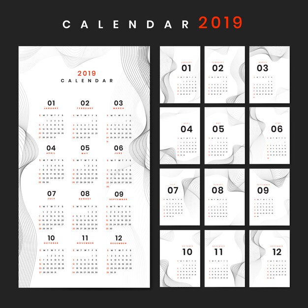 Maqueta de calendario de diseño de contorno