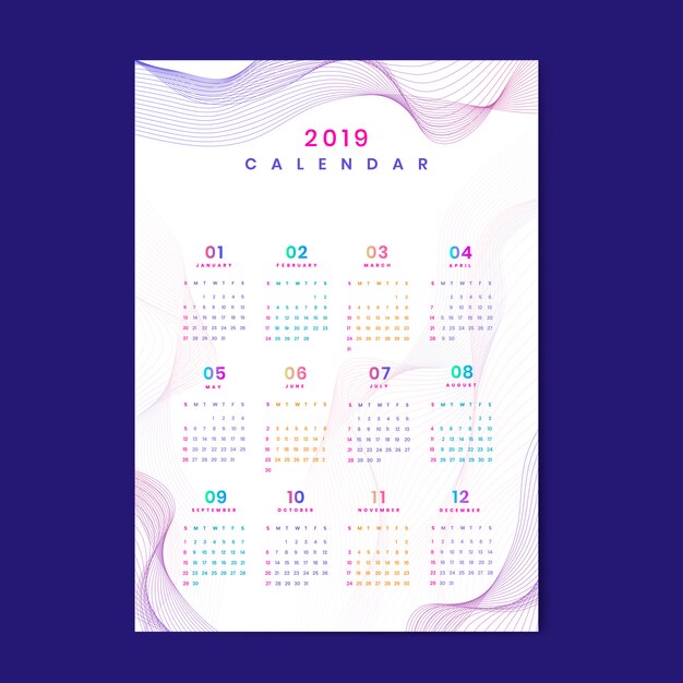 Maqueta de calendario de diseño de contorno