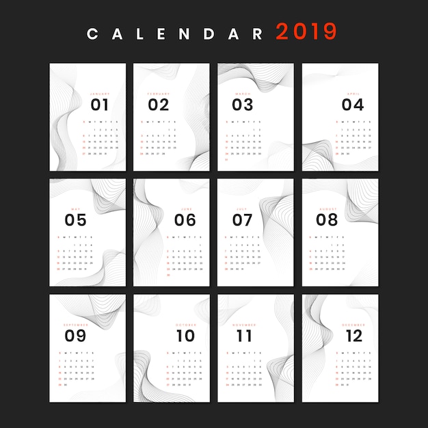 Vector gratuito maqueta de calendario de diseño de contorno