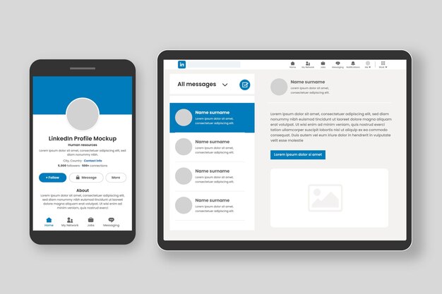 Maqueta de diseño plano de linkedin