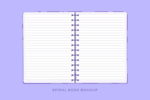 Maqueta de libro espiral de diseño plano