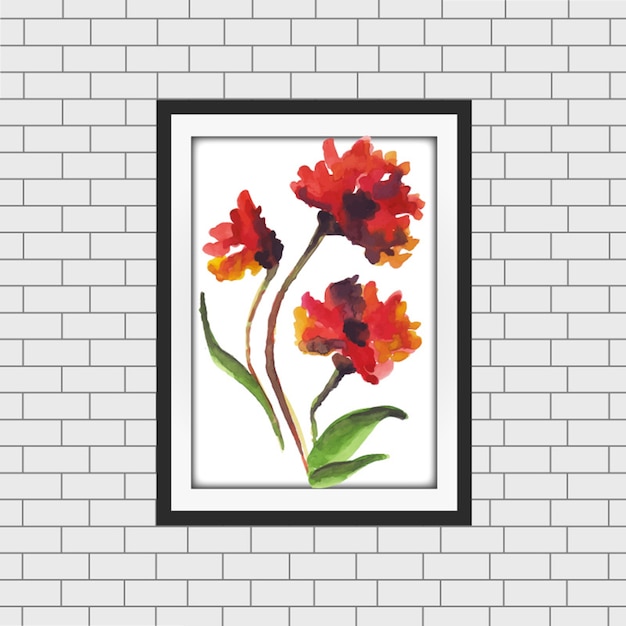 Vector gratuito maqueta de marco floral de acuarela