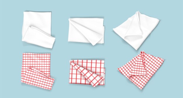 Maqueta de pañuelo blanco vacío y rojo de gingham
