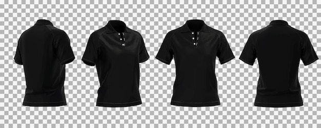 Vector gratuito maqueta de polo negro femenino en diferentes vistas