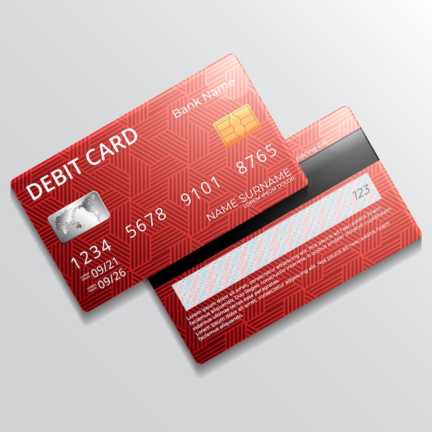 Vector gratuito maqueta de tarjeta de débito realista