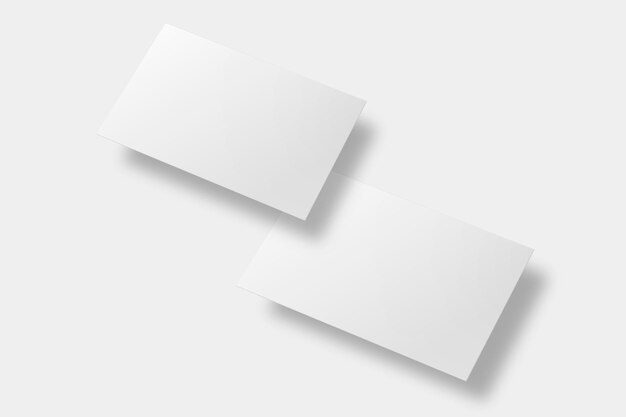 Maqueta de tarjeta de visita en blanco en tono blanco con vista frontal y trasera