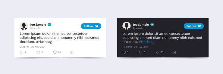 Vector gratuito maqueta de tweet de redes sociales realista