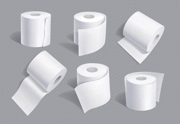 Maquetas realistas de papel higiénico textura perforada
