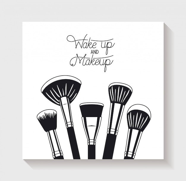 Vector gratuito maquillaje cepillos accesorios iconos