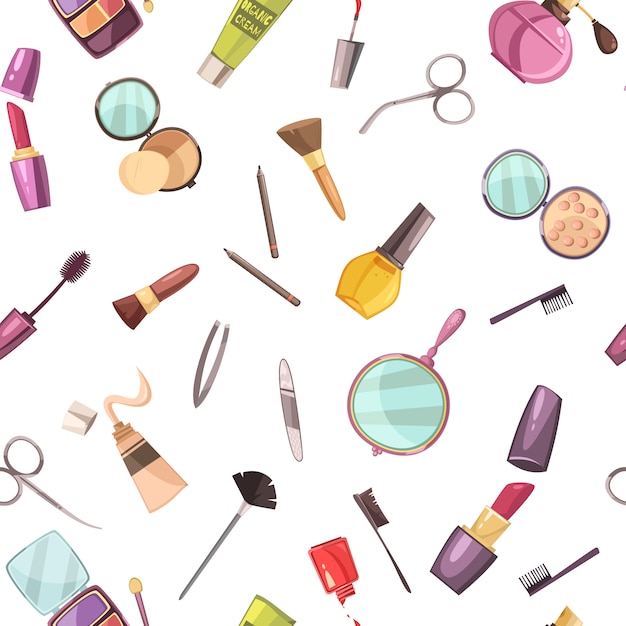 Maquillaje de cosméticos de belleza caso accesorios plano sin patrón