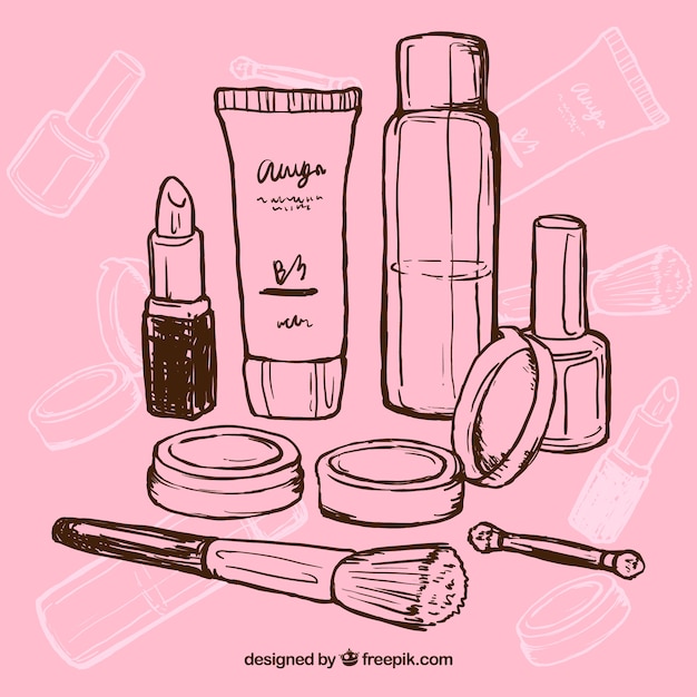 Vector gratuito maquillaje dibujado a mano