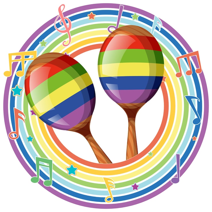 Vector gratuito maracas coloridas y notas musicales