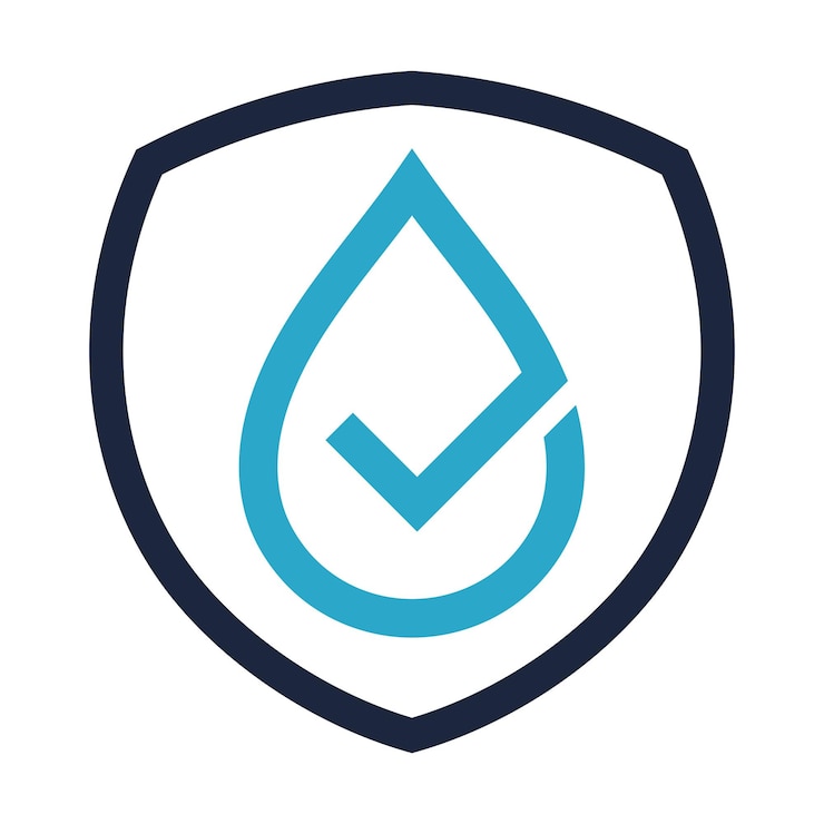 Vector gratuito marca de comprobación de las gotas de agua del escudo