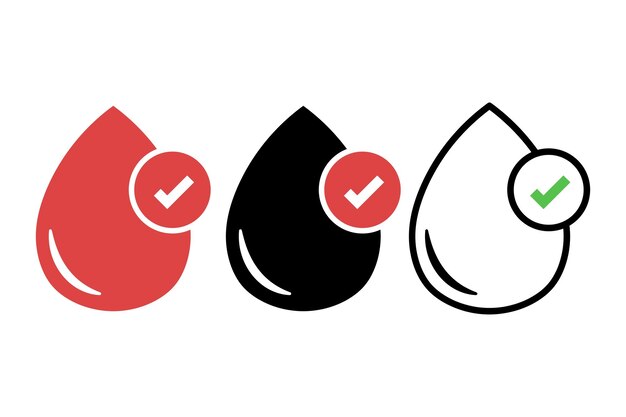 Marca de comprobación de gotas de sangre Contorno de glifo plano