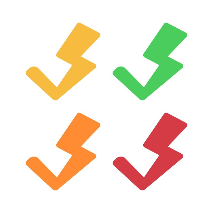 Vector gratuito marca de comprobación del rayo de varios colores