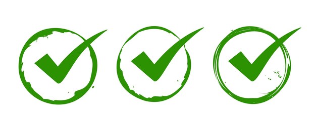 Marca de comprobación verde dibujada a mano